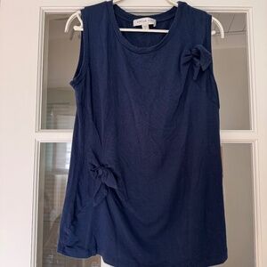 Amour Vert Navy Sleeveless Knotted Top, GUC, Modal/Spandex, Made in USA, Small